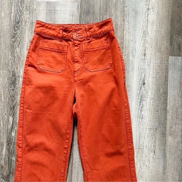 Faherty Rust Uma High Waisted Cropped Wide Leg Pants- - Picture 4 of 7